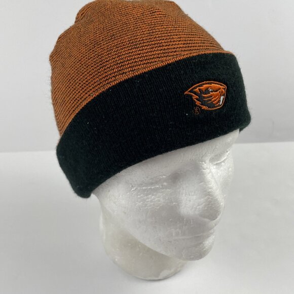 Oregon State Beavers Cuffed Beanie Columbia Adult OS Black Orange Striped - Picture 1 of 7